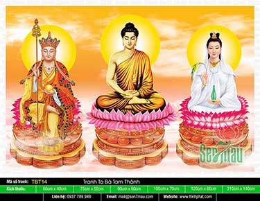 Tranh Ta Bà Tam Thánh - Phật Thích Ca Quan Âm Bồ Tát Địa Tạng Bồ Tát TBT14
