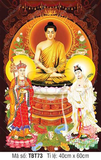 Tranh Ta Bà Tam Thánh, Sa Bà Tam Thánh TBT73, đài sen trắng viền cổ kính Tranh Ta Bà Tam Thánh, Sa Bà Tam Thánh TBT73, đài sen trắng viền cổ kính