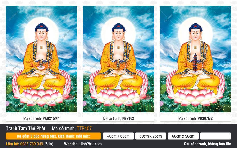 Hình Tam Thế Nhất Thiết Chư Phật TTP107 Hình Tam Thế Nhất Thiết Chư Phật TTP107 ngự trên tòa sen hồng tỏa hào quang rực rỡ