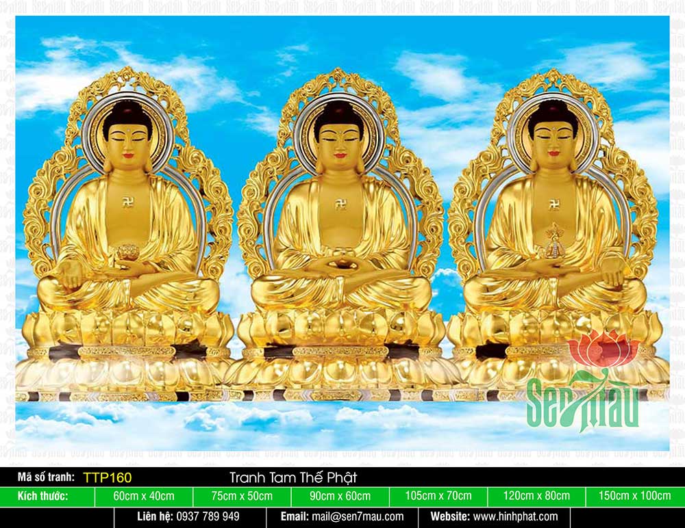 Hình Tam Thế Phật đẹp TTP160 - \