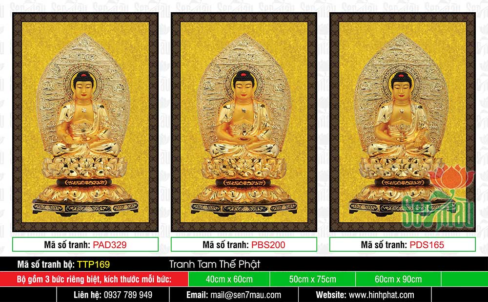 Tranh Tam Thế Phật - Size Lớn TTP169