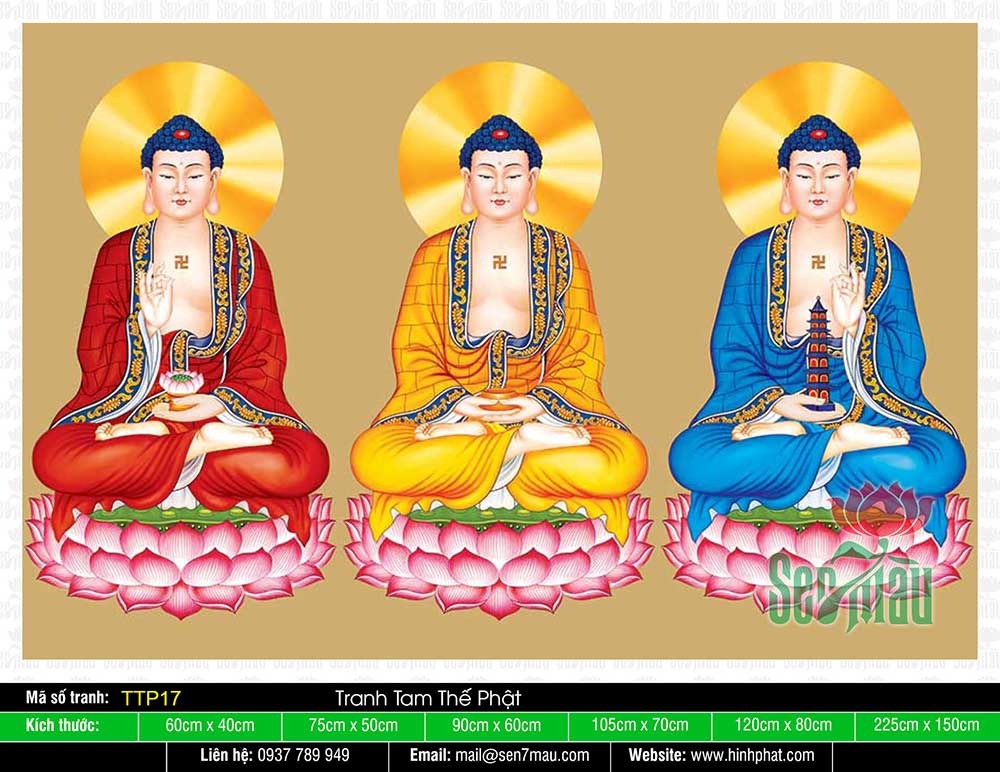 Tranh Tam Thế Phật - Size Lớn TTP17