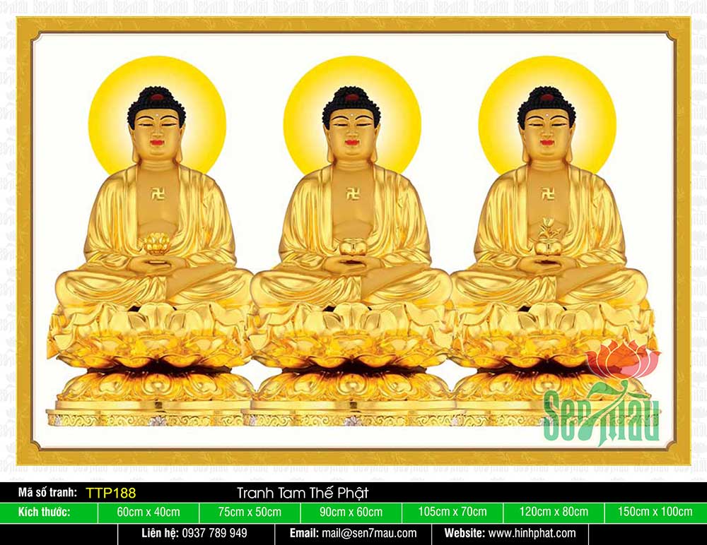 Tranh Tam Thế Phật - Size Lớn TTP188