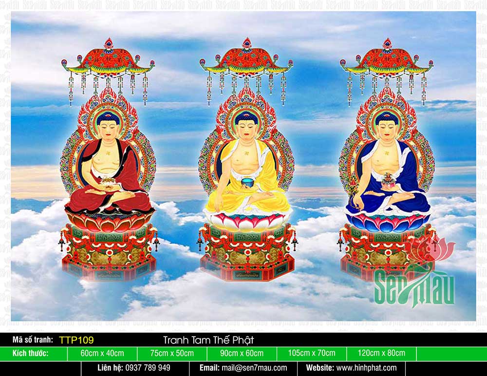 Tranh Tam Thế Phật đẹp TTP109