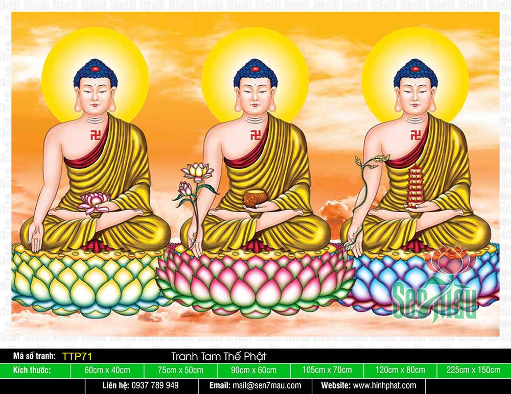 Tranh Tam Thế Phật đẹp TTP71