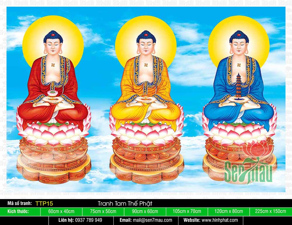 Tranh Tam Thế Phật đẹp nhất TTP15