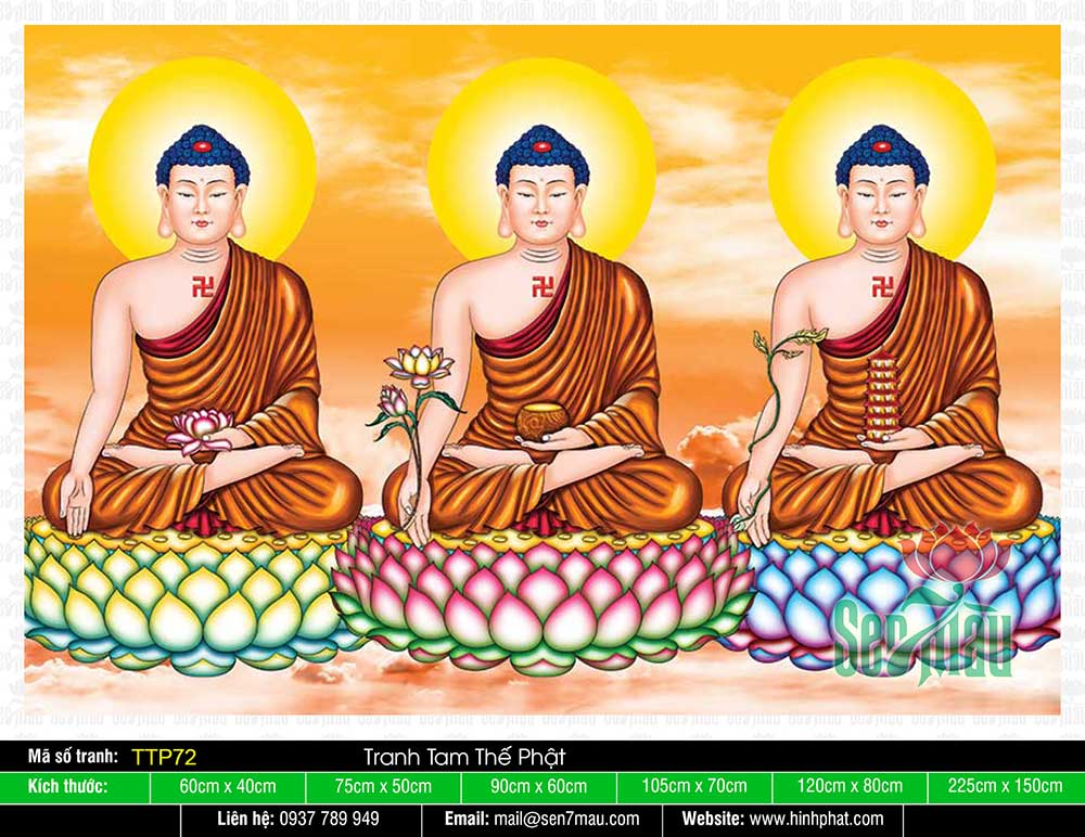Tranh Tam Thế Phật đẹp nhất TTP72