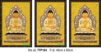 Hình Tam Thế Nhất Thiết Chư Phật TTP164, bộ ba bức họa hào quang ren cổ