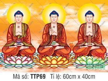 Hình Tam Thế Nhất Thiết Chư Phật TTP69, ba Đức Thế Tôn mặc áo nâu