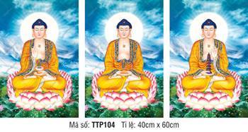Hình Tam Thế Phật đẹp nhất TTP104, nét vẽ trang nghiêm tỏa hào quang