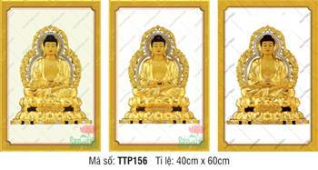 Tam Thế Chư Phật TTP156, bộ ba bức sắc hoàng kim hào quang tròn