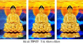 Tam Thế Nhất Thiết Chư Phật TTP177, ba vị sắc hoàng kim nền hoàng hôn