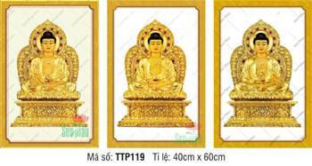 Tam Thế Phật Size Lớn TTP119, họa đường nét vàng kim tinh xảo
