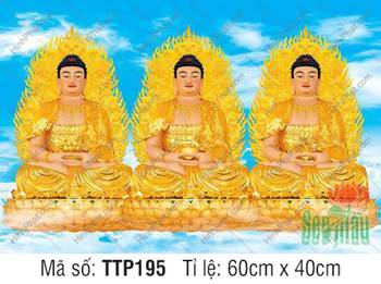 Tam Thế Phật Size Lớn TTP195, ba vị Phật tỏa hào quang ngọn lửa