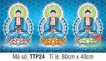 Tam Thế Phật Size Lớn TTP24, ba Đức Phật đồng đắp y áo xanh