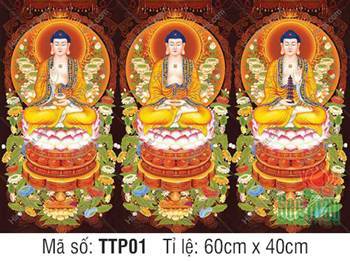 Tam Thế Phật TTP01, khắc họa ba Đức Phật ngự đài sen