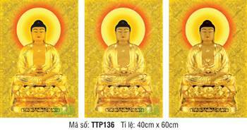 Tam Thế Phật đẹp nhất TTP136, rực rỡ sắc hào quang đỏ cam