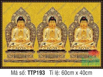 Tam Thế Phật đẹp nhất TTP193, hào quang ren vàng cổ kính