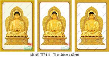 Tranh Tam Thế Chư Phật TTP111, rực rỡ sắc vàng kim trang nghiêm