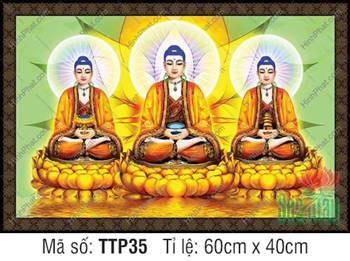Tranh Tam Thế Chư Phật TTP35, nét đẹp hào quang trắng thanh tịnh