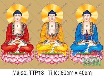 Tranh Tam Thế Nhất Thiết Chư Phật TTP18, nền phông vàng rạng ngời