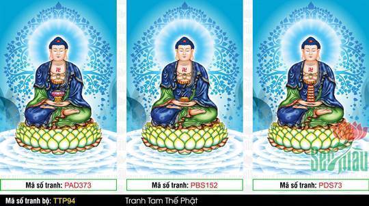 Tranh Tam Thế Nhất Thiết Chư Phật TTP94, sắc xanh thanh tịnh