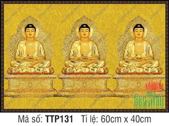 Tranh Tam Thế Phật Size Lớn TTP131, họa phẩm hoành tam thế liền bộ