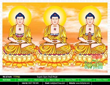 Tranh Tam Thế Phật đẹp TTP90