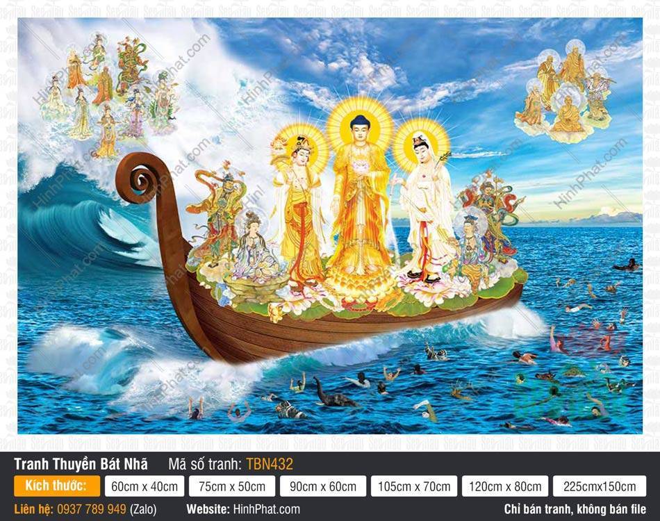 Thuyền Từ Tế Độ Trực Vãng Tây Phương TBN432 Thuyền Từ Tế Độ Trực Vãng Tây Phương TBN432 Đức Phật mặc y vàng ngự thuyền gỗ