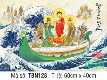 Hình Thuyền Bát Nhã TBN128, Đức Phật thân kim sắc ngự đài sen đỏ