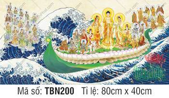 Hình Thuyền Bát Nhã TBN200, cảnh Đức Phật áo vàng ngự thuyền sen Hình Thuyền Bát Nhã TBN200, cảnh Đức Phật áo vàng ngự thuyền sen