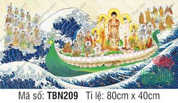 Hình Thuyền Bát Nhã TBN209, Đức Phật mặc áo cà sa gấm họa tiết Hình Thuyền Bát Nhã TBN209, Đức Phật mặc áo cà sa gấm họa tiết