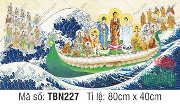 Hình Thuyền Bát Nhã TBN227, Đức Phật Di Đà khoác y phục nâu đất Hình Thuyền Bát Nhã TBN227, Đức Phật Di Đà khoác y phục nâu đất