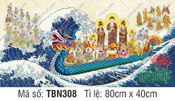 Hình Thuyền Bát Nhã TBN308, tạo hình Tây Phương Tam Thánh áo nâu Hình Thuyền Bát Nhã TBN308, tạo hình Tây Phương Tam Thánh áo nâu