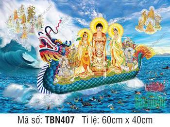 Hình Thuyền Bát Nhã TBN407, đức Phật khoác áo y vàng cam Hình Thuyền Bát Nhã TBN407, đức Phật khoác áo y vàng cam
