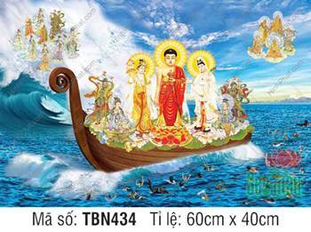 Hình Thuyền Bát Nhã TBN434, Tây Phương Tam Thánh ngự thuyền mộc Hình Thuyền Bát Nhã TBN434, Tây Phương Tam Thánh ngự thuyền mộc