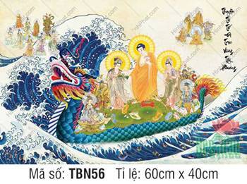 Hình Thuyền Bát Nhã TBN56, Đức Phật áo vàng cam ngự thuyền rồng xanh Hình Thuyền Bát Nhã TBN56, Đức Phật áo vàng cam ngự thuyền rồng xanh