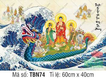Hình Thuyền Bát Nhã TBN74, Tây Phương Tam Thánh ngự thuyền rồng xanh Hình Thuyền Bát Nhã TBN74, Tây Phương Tam Thánh ngự thuyền rồng xanh