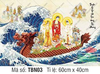 Hình Thuyền Bát Nhã đẹp TBN03, khung cảnh các vị Phật ngự thuyền rồng Hình Thuyền Bát Nhã đẹp TBN03, khung cảnh các vị Phật ngự thuyền rồng