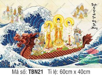 Hình Thuyền Bát Nhã đẹp TBN21, Đức Phật khoác y phục màu vàng Hình Thuyền Bát Nhã đẹp TBN21, Đức Phật khoác y phục màu vàng