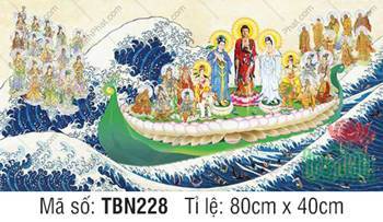 Hình Thuyền Bát Nhã đẹp TBN228, Bồ Tát áo xanh trắng Hình Thuyền Bát Nhã đẹp TBN228, Bồ Tát áo xanh trắng