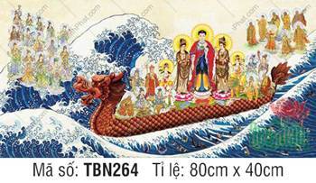 Hình Thuyền Bát Nhã đẹp TBN264, tôn ảnh Tam Thánh ngự thuyền