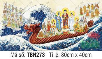Hình Thuyền Bát Nhã đẹp TBN273, điểm nhấn thiên y xanh lam