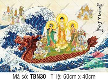 Hình Thuyền Bát Nhã đẹp TBN30, Tam Thánh ngự thuyền giữa biển Hình Thuyền Bát Nhã đẹp TBN30, Tam Thánh ngự thuyền giữa biển