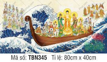 Hình Thuyền Bát Nhã đẹp TBN345, Đức Phật khoác y vàng cứu độ Hình Thuyền Bát Nhã đẹp TBN345, Đức Phật khoác y vàng cứu độ