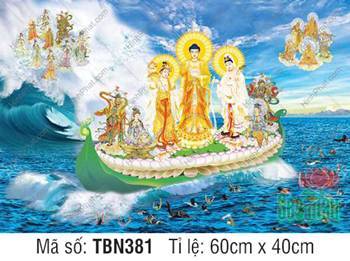 Hình Thuyền Bát Nhã đẹp TBN381, Ngài khoác áo cà sa vàng