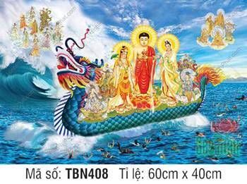 Hình Thuyền Bát Nhã đẹp TBN408, Đức Phật để trần vai phải Hình Thuyền Bát Nhã đẹp TBN408, Đức Phật để trần vai phải