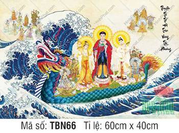 Hình Thuyền Bát Nhã đẹp TBN66, Tây Phương Tam Thánh y phục tam sắc Hình Thuyền Bát Nhã đẹp TBN66, Tây Phương Tam Thánh y phục tam sắc