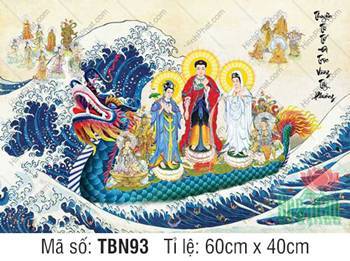 Hình Thuyền Bát Nhã đẹp TBN93, cảnh Tây Phương Tam Thánh độ sinh Hình Thuyền Bát Nhã đẹp TBN93, cảnh Tây Phương Tam Thánh độ sinh