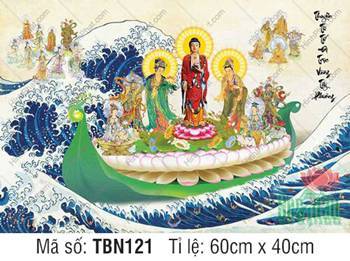 Hình Thuyền Bát Nhã kích thước lớn TBN121, Bồ Tát mặc y xanh lục